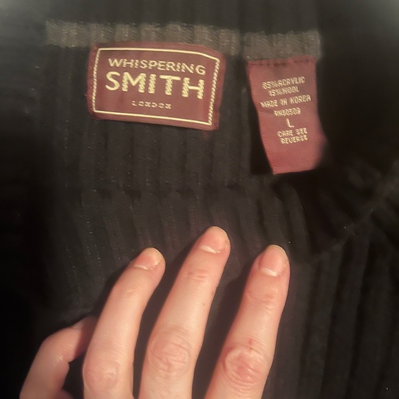 Men’s Black Ribbed Crewneck Sweater - Picture 7 of 7